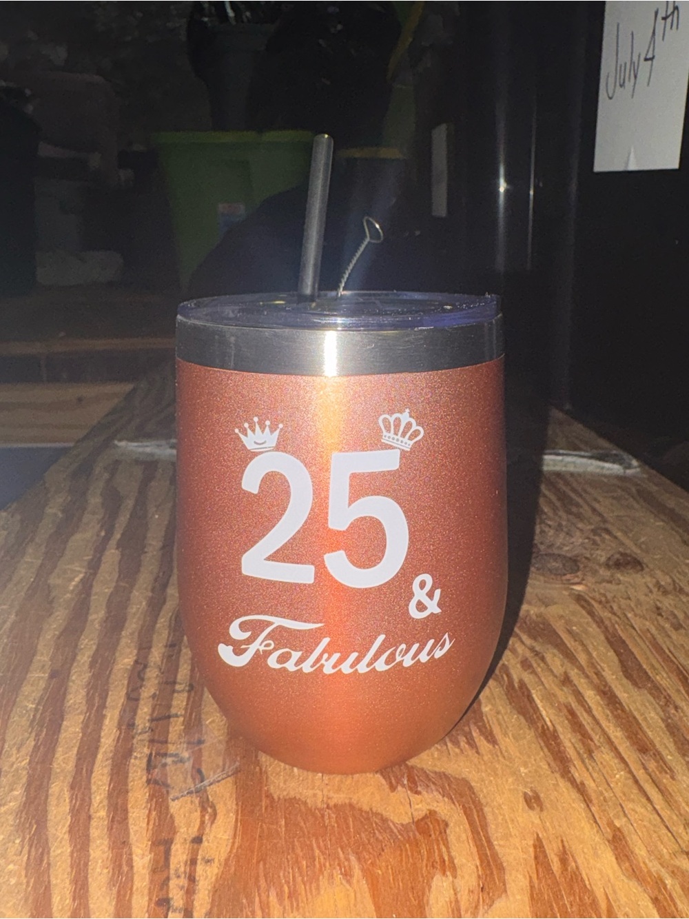 25 & Fabulous Glitter Orange Stainless Tumbler with Lid, Straw and Cleaner